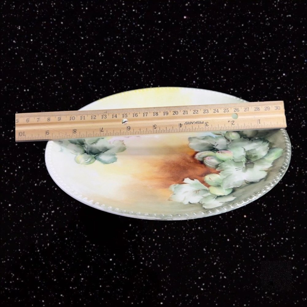 J P L‎ France Limoges Hand Painted Plate Dish Beaded Edges JPL Signed E Carlson - Picture 5 of 10